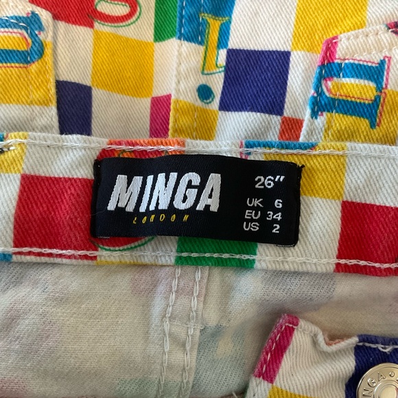 minga london rainbow check button front mini skirt size us 2 - Picture 3 of 3